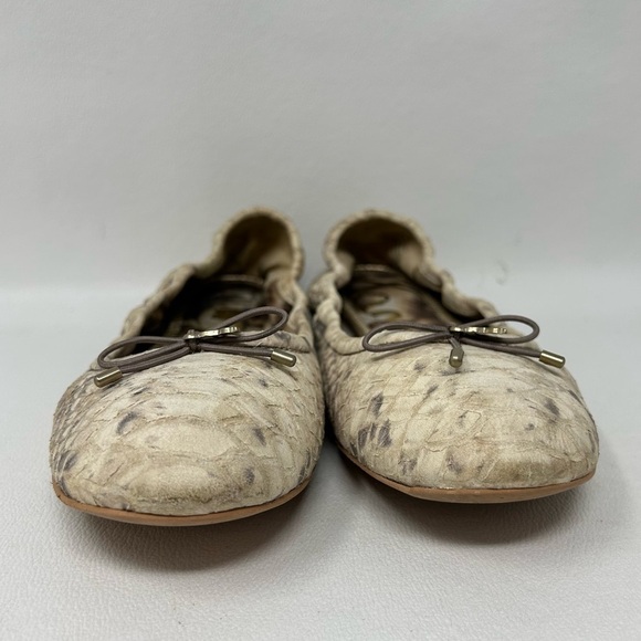 Sam Edelman Felicia Ballet Flat Ballerina Python Snake Skin Leather Bow Sz 8M - Picture 7 of 14